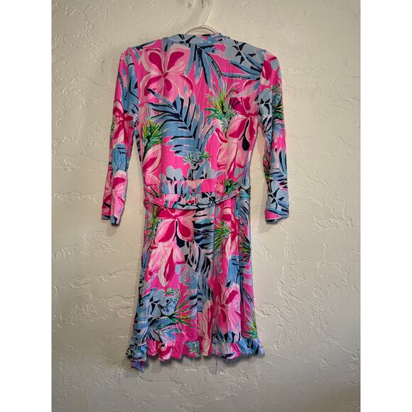 Lilly Pulitzer floral ruffle Jessalynne wrap dress womens small tropical boho - Picture 8 of 10